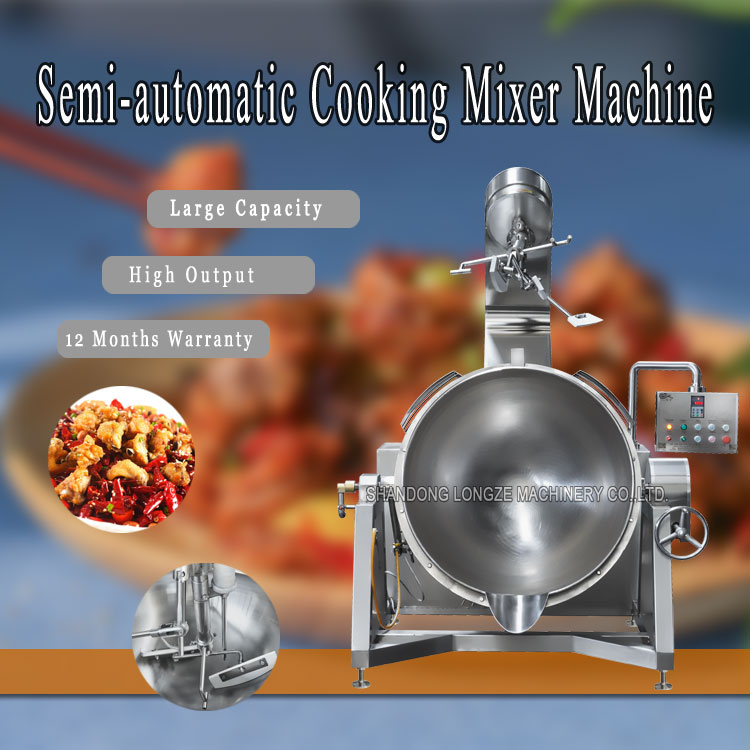 Semi-automatic Industrial Gas Cooking Mixer Kettle With Planetary Mixer
