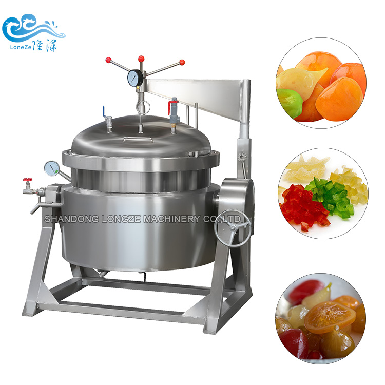 Industrial Vacuum Cooking Kettle Jam Candied Fruit Cooking Pot with Agitator