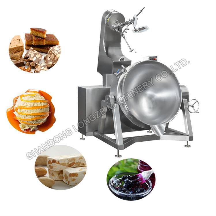 Caramel Sauce Stirring Cooking Mixer Machine With Gas Heating Method Tilting Jacketed Kettle