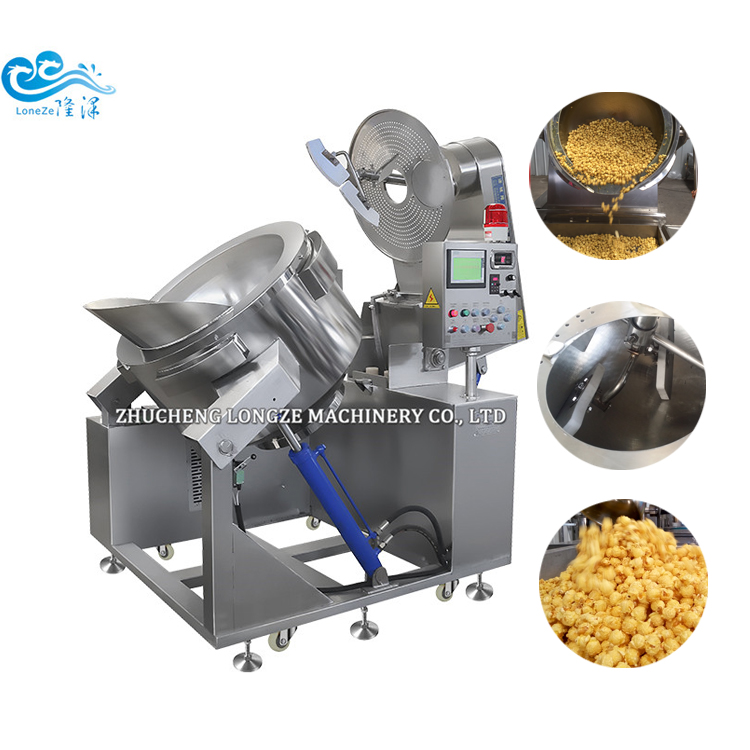 60kg Per Hour Big Capacity automatic Industrial Popcorn Machine Kettle Corn Prodution Line Price